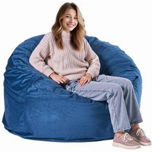 VEVOR Sitzsack Sitzkissen Bean Bag mit Abnehmbarem Bezug Blau Erwachsene Rund