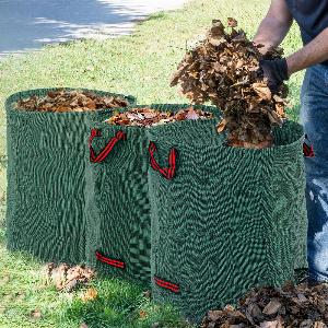 Outsunny Garden Waste Bags 272L x 3 Heavy Duty Garden Bags Foldable and Reusable Garden Sacks with Handles for Collecting Garden Waste Green