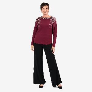 Chilli Charm Diamante Knit Jumper Size  ML  Plum