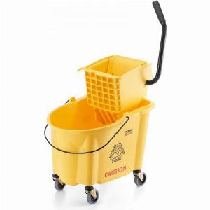 VEVOR Mop Bucket with Wringer 35 Qt Commercial Mop Bucket with Side Press Wringer SidePress Mop Bucket and Wringer Combo on Wheels for ProfessionalIndustrialBusiness Floor Cleaning Yellow