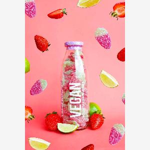 Sour Giant Strawberries Vegan Bottle 350g  Short Dated