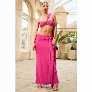 Azura  Jupe portefeuille fuchsia longue avec fente 85  au lieu de 115 