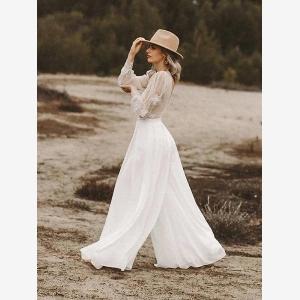 Get 38 Off FloorLength Ivory Bridal Jumpsuit with Ruffles Sleeves