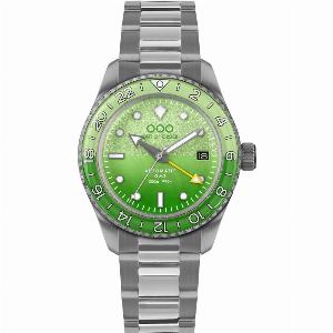 Out Of Order Midori Shaker Automatic GMT UltraBrushed Green Dial Steel Strap Mens Watch OOO00125MIBANDSS