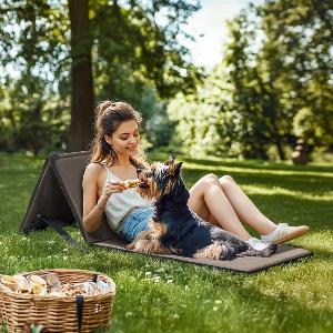 SUNJOY Portable Beach Mat with Adjustable Backrest for Adults Set of 1  Khaki