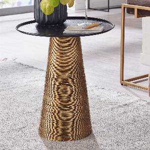 FineBuy Beistelltisch rund 40 cm Metall gold  Orientalischer Design Wohnzimmertisch aus Alu  Kleiner Aluminium Couchtisch  Sofatisch Dekotisch