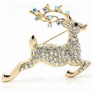 Get 83 Discount on Simulated Crystal Reindeer Brooch  Three Colours Available