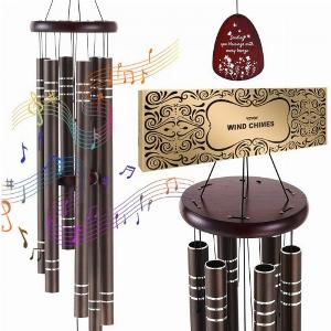 VEVOR Wind Chimes for Outside 42 Deep Tone Wind Chimes with 6 Tubes Unique Large Memorial Wind Chimes for Anniversary Amazing Outdoor Decor for Your Patio Porch Garden and Backyard Dark Brown