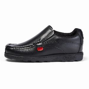 Black Fragma SlipOn Leather Shoes for Junior Boys