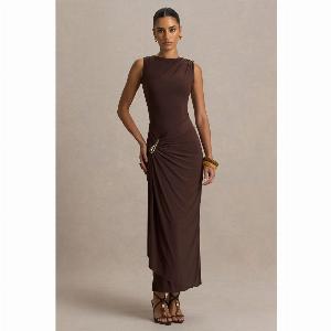 Save 20 on the Fiora Brown Maxi Dress with Gathered Detail