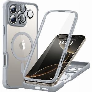 iPhone 16 Pro Max Armor Tough Case HaloLock Clear Grey