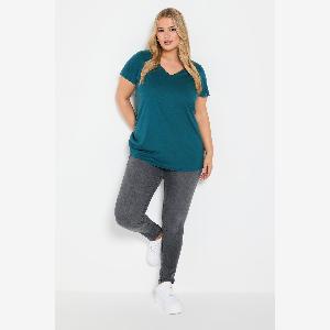 Yours Tshirt Bleu Sarcelle En Jersey Manches Courtes  Womens Curve  Plus Size Yours