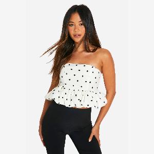 Womens Polka Dot Peplum Bandeau