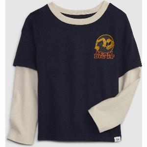 GAP  Tshirt a maniche lunghe con stampa  BluBianco Taglia 2Y8491