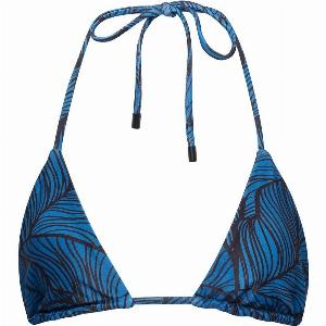 Waikiki Triangle String Bikini Top Blue Leaf