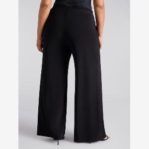 Fiorella Rubino  Pantaloni wide leg in jersey Donna Nero Taglia M 5254 IT