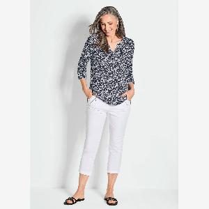 Jerseybluse im Alloverdruck  schwarz  gemustert  Gr 20 von Goldner Fashion