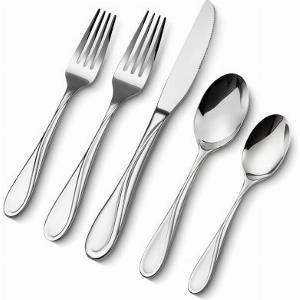 VEVOR 30teiliges Besteckset Edelstahl Besteck Essbesteck Messer Gabel Löffel