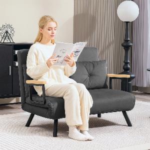 4in1 VelvetFeel Double Sofa Bed with Pillows Dark Grey