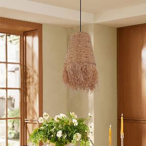 Lightsin Zen WabiSabi Woven Pendant Light with Natural Grass Texture
