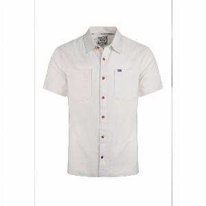 Weird Fish Hinton Organic Cotton and Linen Crepe Shirt Dusty White Size 2XL