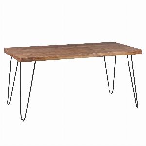 FineBuy Massiver Esstisch HARLEM Sheesham Massiv Holz Esszimmertisch Massivholz mit Design Metall Beinen Holztisch Tisch Esszimmer Küchentisch