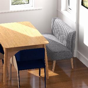 HOMCOM Modern Double Seat Sofa Loveseat Couch 2 Seater Compact Sofa Padded Linen Wood Leg Grey   Aosom UK