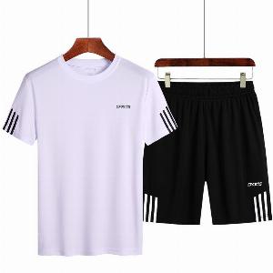 Ensemble de survêtement pour hommes vêtements de sport décontracté course à pied Fitness ensemble deux pièces L