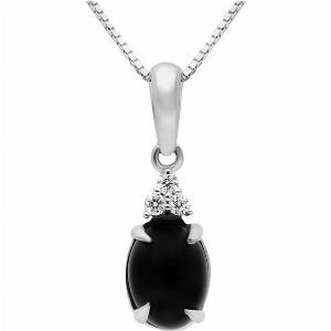 Enjoy 50 Off 18ct White Gold Whitby Jet Diamond Oval Necklace