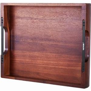 VEVOR Wood Serving Tray Acacia Wooden Tray Board with Handles Decorative Rustic Serving Trays Platter Ideal for Breakfast in Bed Lunch Kitchen Living Room Ottoman Coffee Table Party Couch