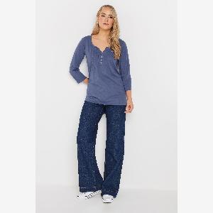 Lts Tall Blue Henley Top Size 10