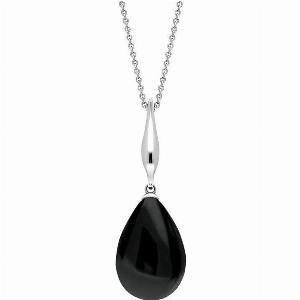 Sterling Silver Whitby Jet Tapered Pear Necklace  Now 14950 Was 299