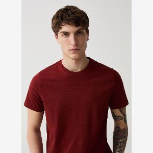 OVS Organic Cotton Tshirt With Round Neck Mann Ziegelrot Größe XXL