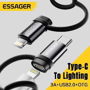 Essager Lighting naar USB Cadapter 3A Snel opladen OTG voor iPhone 15xr Pro Type C naar verlichting iPhone Connector OTGconverter