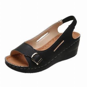 Sandali da donna Estate 2023 Sandali con tacco Eleganti zeppe Scarpe per donna Calzature estive Donna Scarpe col tacco Tacco a zeppa 35 nero