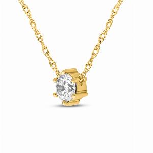 Iconic Six Prong Lab Grown GH SI DIamond Solitaire Necklace  14K Yellow Gold 12 ct tw