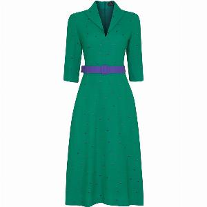 Green and Purple Spot Crepe ALine Dress  Naomi now 799 save 38