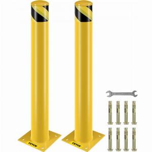 VEVOR Safety Bollard 36 Inch Height Bollard Post 45 Inch Diameter Steel Pipe Safety Bollard Post Yellow Steel Bollard Steel Safety Bollard with 8 Anchor Bolts Perfect for TrafficSensitive Area