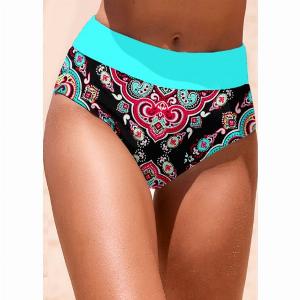 ROTITA Multi Color Tribal Print Mid Waisted Bikini Bottom