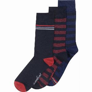 3 Pack Striped Socks In NavyRed