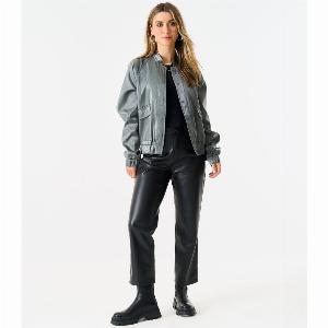 Enjoy 40 Off Grey Metallic Bomber Jacket with Elastic Waistband