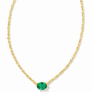 Cailin Pendant Necklace Gold Green Crystal