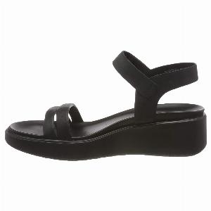 Ecco Flowt Wedge LX Leather Womens Velcro Sandals  Black Size UK 555 now 2446 was 4480 4