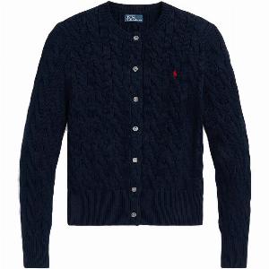POLO RALPH LAUREN Cardigan a girocollo in cotone a trecce