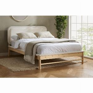 Enjoy a 22 Discount on the Emmi White Boucle Fabric Bed King Size