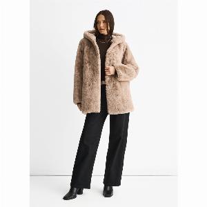Mink Hooded Long Sleeve Faux Fur Jacket
