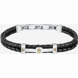 Maserati Stainless Steel and Black Double Braided Rope Bracelet JM422AVE11