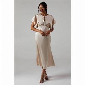 Satin Halter Bridesmaids Maxi Dress