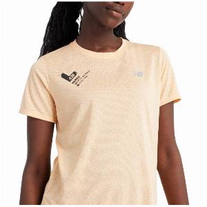 Tshirt femme orange New Balance Athletics Valencia Marathon à manches courtes Taille M