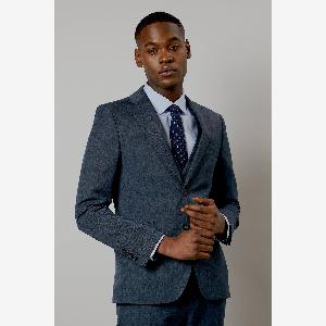 Mens Navy Marl Skinny Fit Suit Jacket